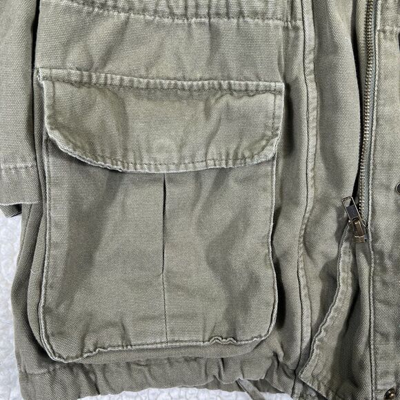 Matty M Womens Utility Field Jacket Green Cotton Size Small Zip Pockets Military - Picture 7 of 11